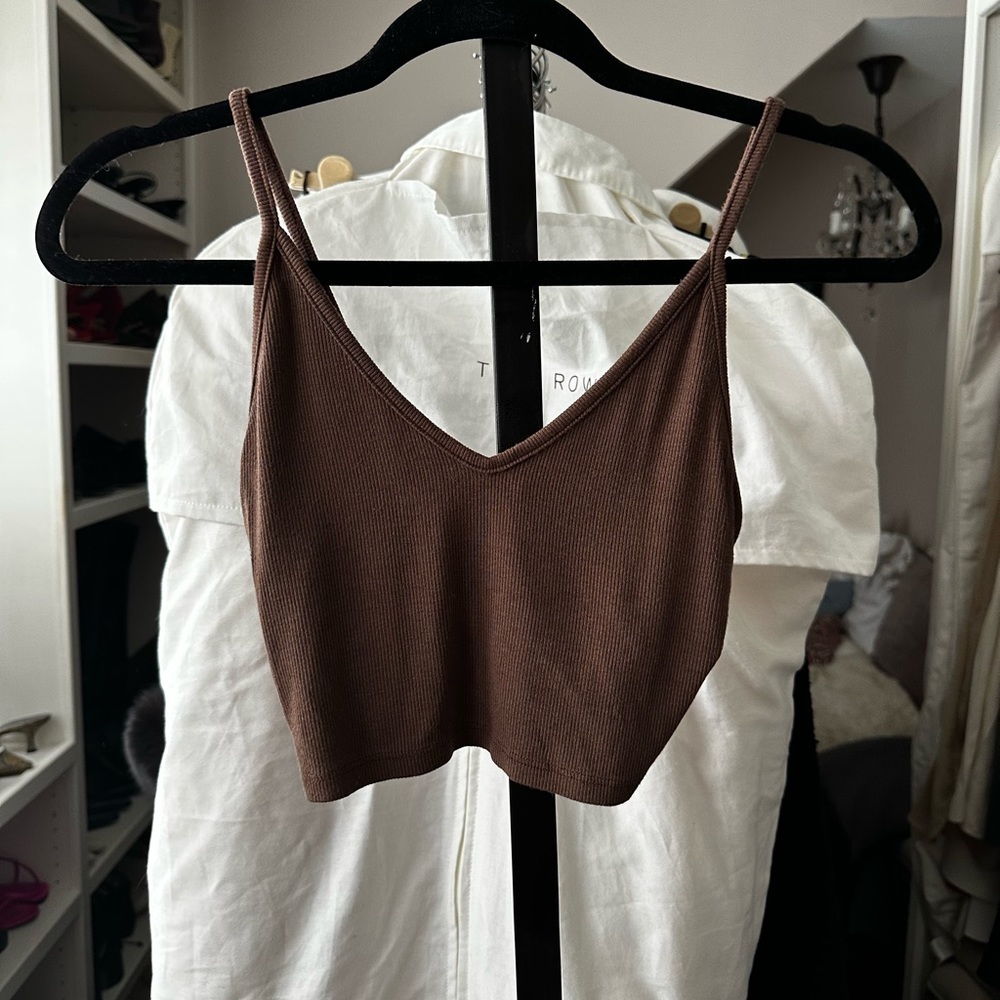 JOAH BROWN STRAPPY CROP TANK BROWN